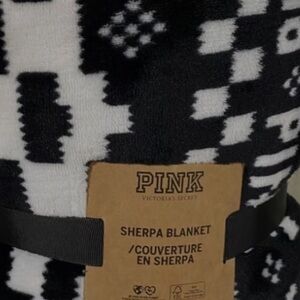 PINK Victoria's Secret Black and White Sherpa Blanket